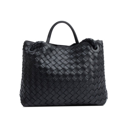 Bottega Veneta Black Intrecciato Leather Medium Andiamo Bag