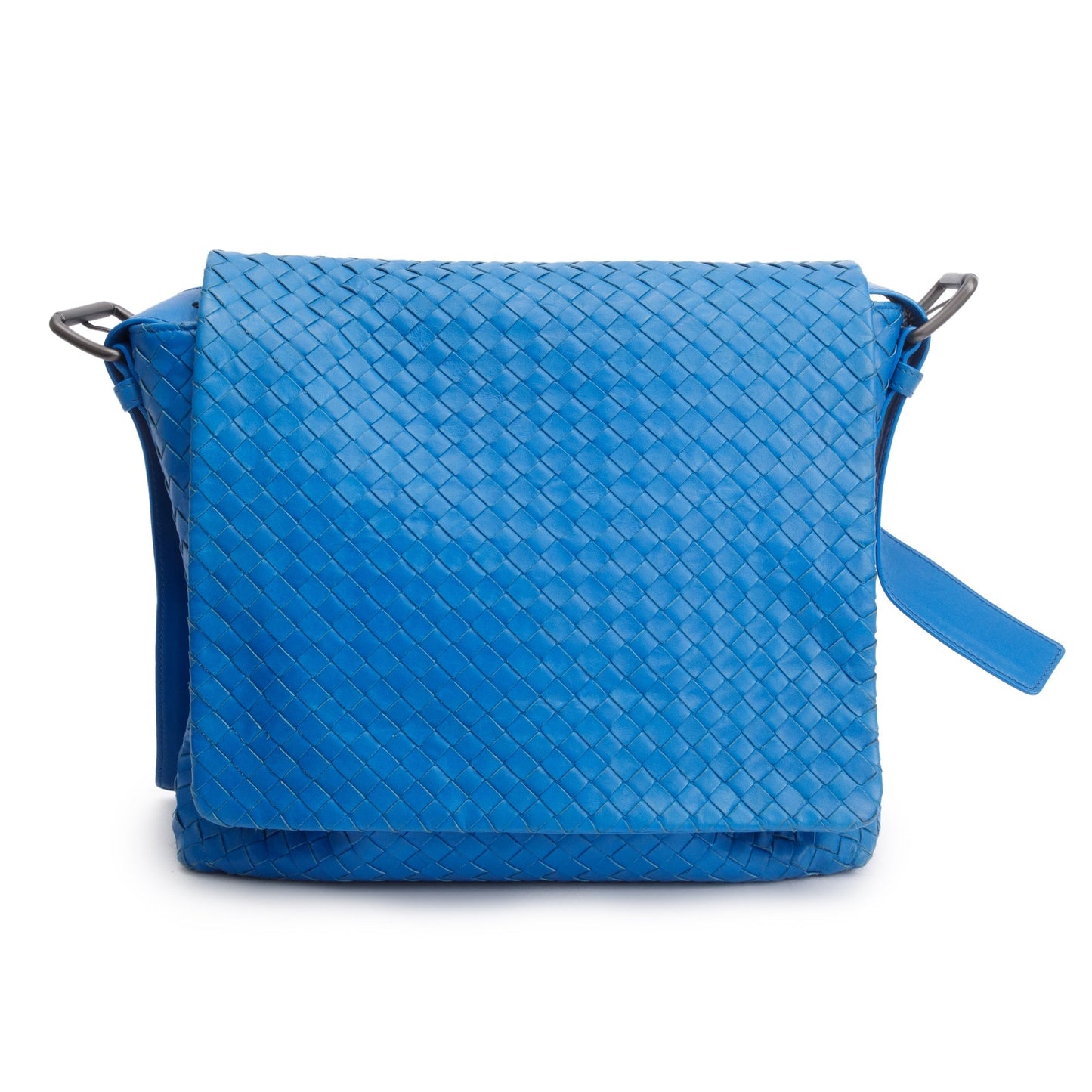 Bottega Veneta Blue Intrecciato Leather Large Cobble Messenger Bag