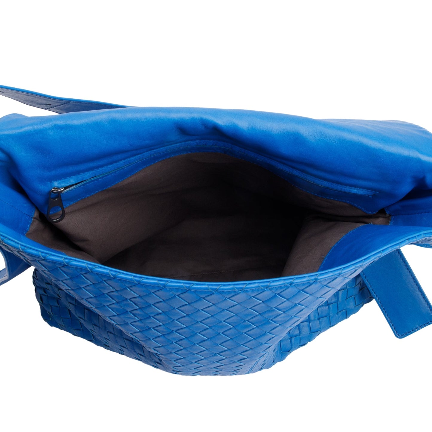 Bottega Veneta Blue Intrecciato Leather Large Cobble Messenger Bag