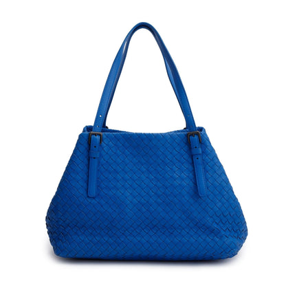 Bottega Veneta Blue Intrecciato Leather Medium Cesta Tote