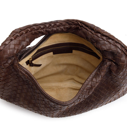 Bottega Veneta Brown Intrecciato Leather Small Hobo Bag
