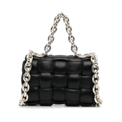 Luxury Bottega Veneta Calfskin Intrecciato Padded Chain Cassette Satchel (SHG-535Auh)