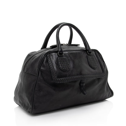 Luxury Bottega Veneta Calfskin Karung Intrecciato Weekender (SHF-t75dld)