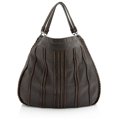 Luxury Bottega Veneta Cervo Leather Braided XL Hobo (SHF-23733)