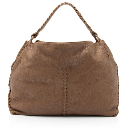 Luxury Bottega Veneta Cervo Leather Intrecciato Large Hobo (SHF-23370)
