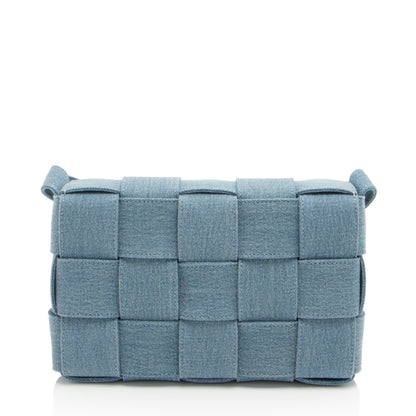Luxury Bottega Veneta Denim Intrecciato Cassette Crossbody (SHF-bjvGME)