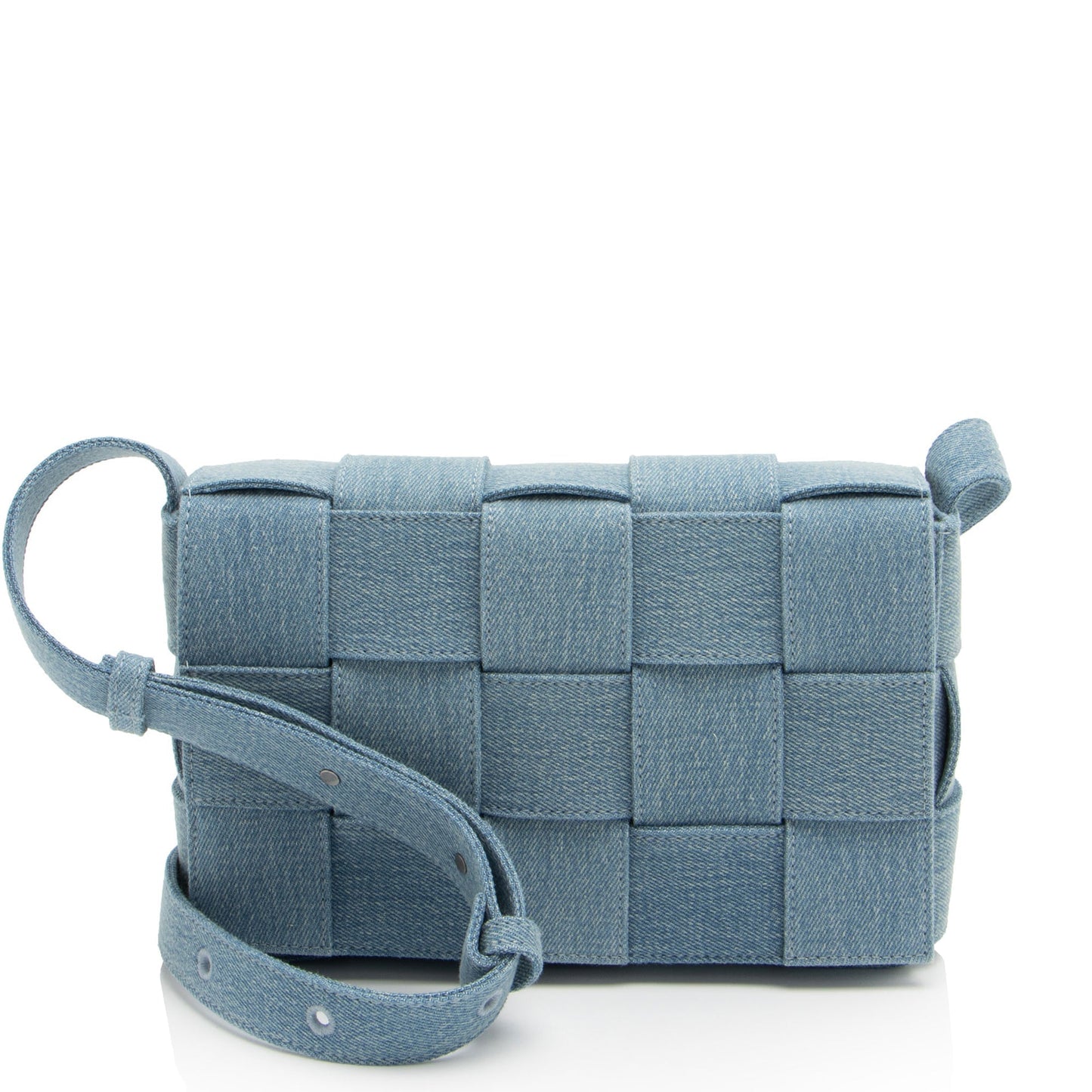 Luxury Bottega Veneta Denim Intrecciato Cassette Crossbody (SHF-bjvGME)