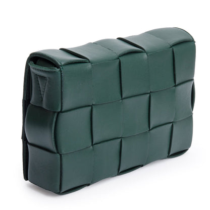 Bottega Veneta Green Intrecciato Lambskin Leather Classic Cassette Bag