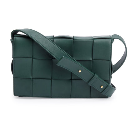 Bottega Veneta Green Intrecciato Lambskin Leather Classic Cassette Bag