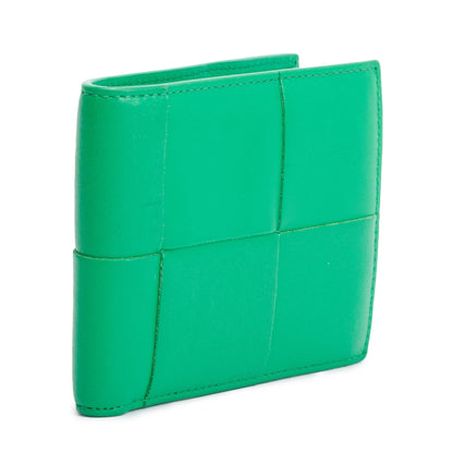 Bottega Veneta Green Intrecciato Leather Cassette Bi-Fold Wallet