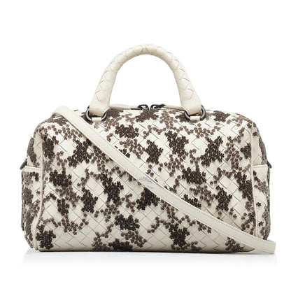 Luxury Bottega Veneta In Mist Intrecciato Flocked Velvet Bouquet Duffel Bag (SHG-xasGlj)