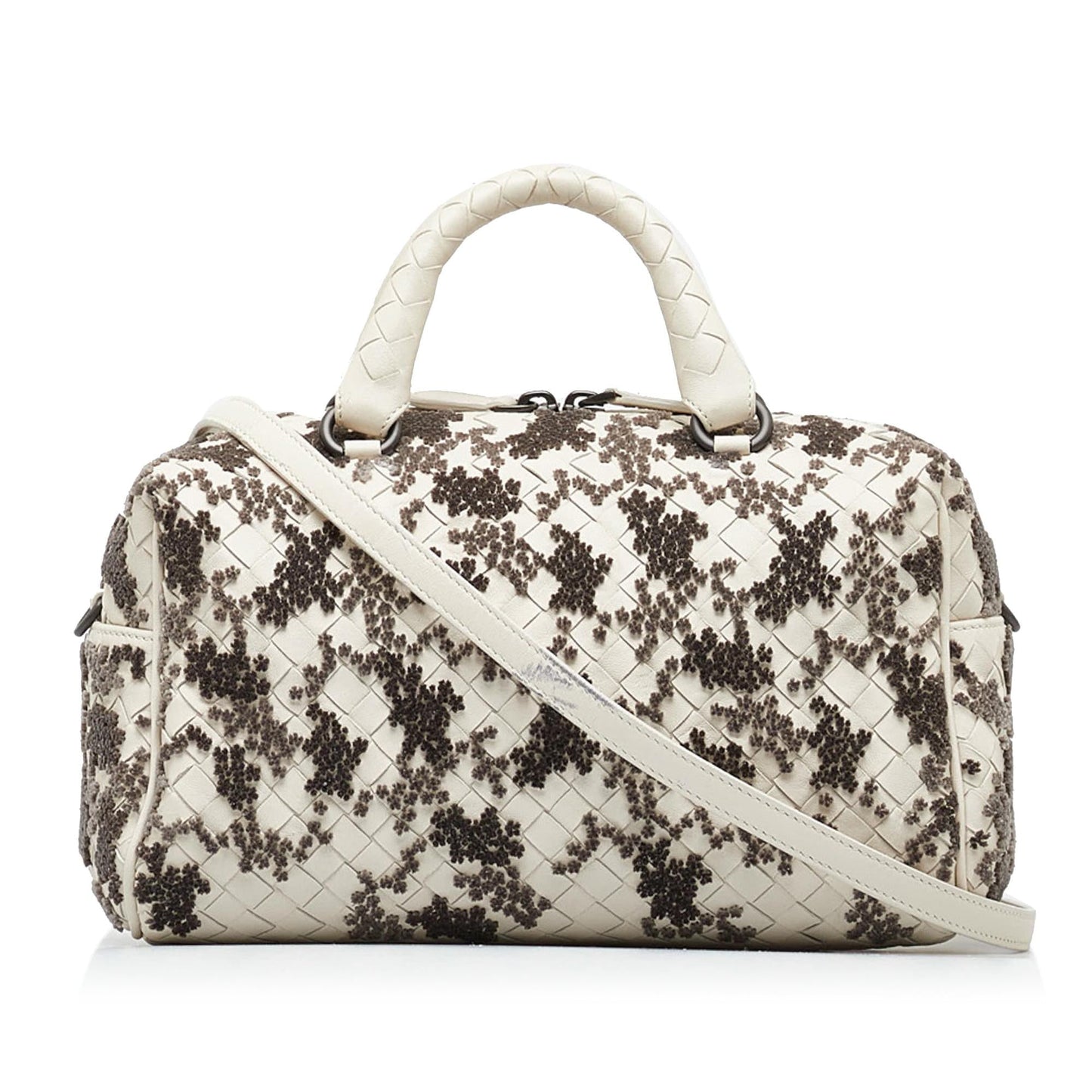 Luxury Bottega Veneta In Mist Intrecciato Flocked Velvet Bouquet Duffel Bag (SHG-4thL80)
