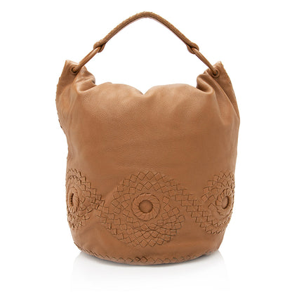 Luxury Bottega Veneta Intrecciato Cervo Oleander Shoulder Bag (SHF-20108)
