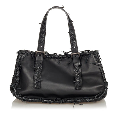 Luxury Bottega Veneta Intrecciato Fringe Leather Handbag (SHG-24403)