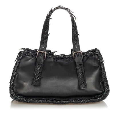 Luxury Bottega Veneta Intrecciato Fringe Leather Handbag (SHG-24403)