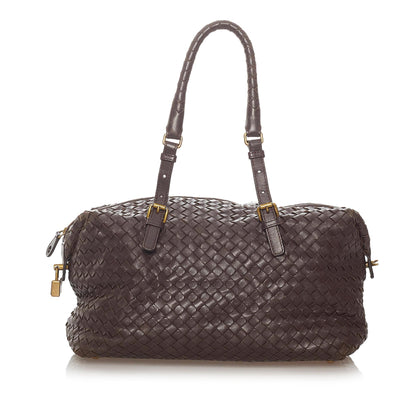 Luxury Bottega Veneta Intrecciato Leather Boston Bag (SHG-27937)
