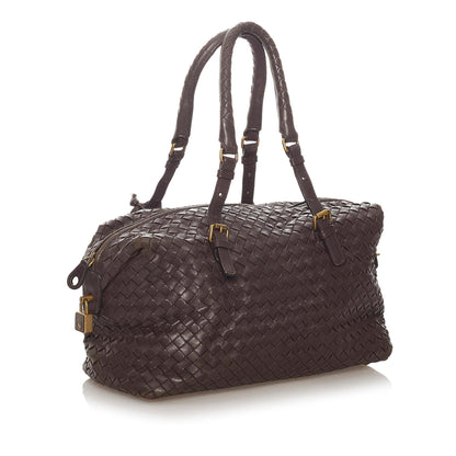 Luxury Bottega Veneta Intrecciato Leather Boston Bag (SHG-27937)