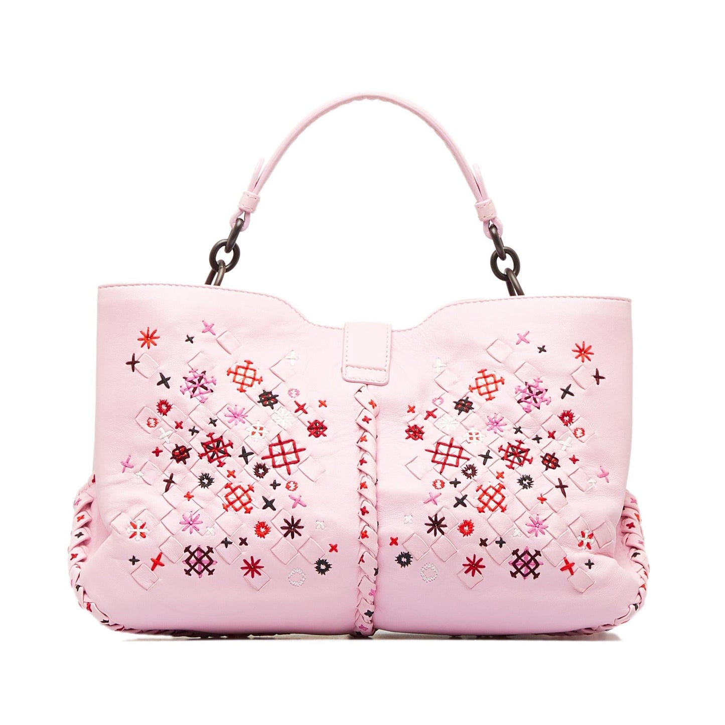 Luxury Bottega Veneta Intrecciato Napoli Meadow Flower Leather Satchel (SHG-1F8F3W)