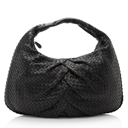 Luxury Bottega Veneta Intrecciato Nappa Pleated Large Hobo (SHF-22500)