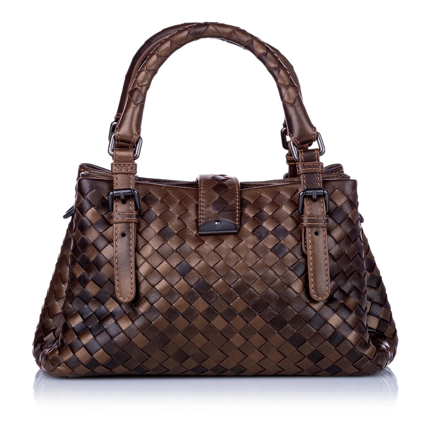 Luxury Bottega Veneta Intrecciato Roma Leather Satchel (SHG-28446)