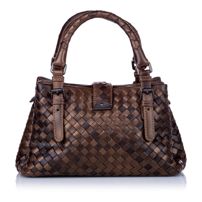 Luxury Bottega Veneta Intrecciato Roma Leather Satchel (SHG-28446)
