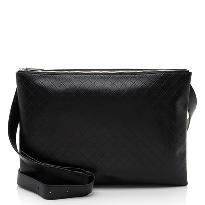 Luxury Bottega Veneta Intrecciomirage Nappa Triple Zip Maxi Messenger (SHF-Jn9MKL)