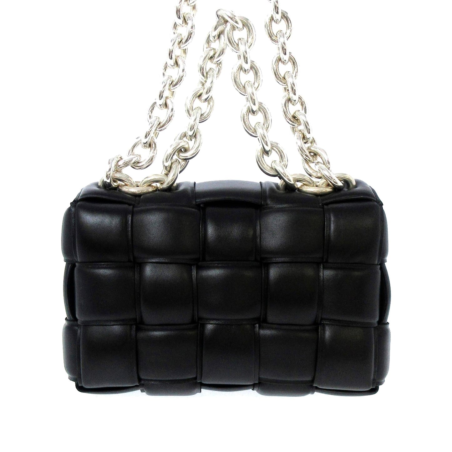 Luxury Bottega Veneta Lambskin Intrecciato Padded Chain Cassette Satchel (SHG-yBNHaB)