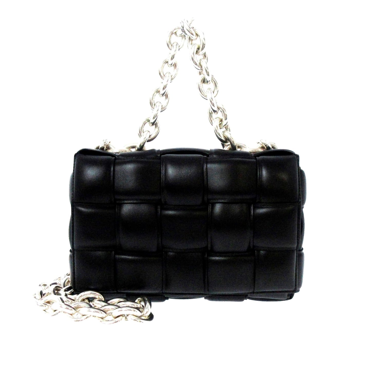Luxury Bottega Veneta Lambskin Intrecciato Padded Chain Cassette Satchel (SHG-yBNHaB)