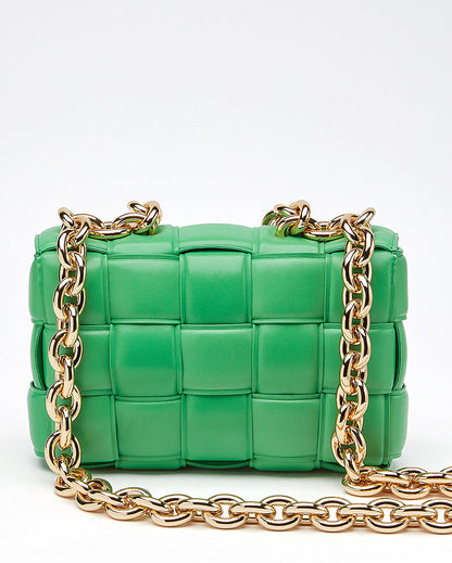 BOTTEGA VENETA LAMBSKIN MAXI INTRECCIATO PADDED CASSETTE CHAIN BAG