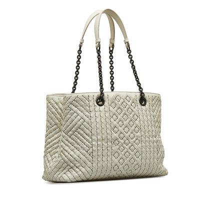Luxury Bottega Veneta Medium Intrecciato Stitched Double Chain Tote (SHG-lAoFji)
