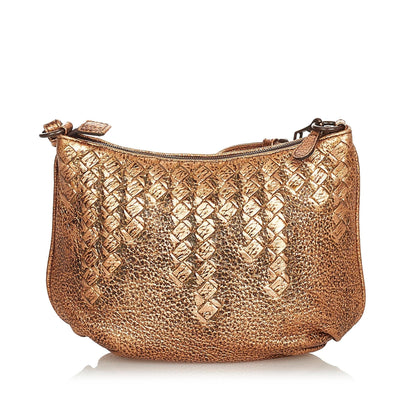 Luxury Bottega Veneta Metallic Intrecciato Leather Shoulder Bag (SHG-26302)