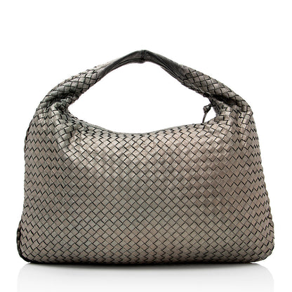 Luxury Bottega Veneta Metallic Intrecciato Nappa Veneta Large Hobo (SHF-20546)