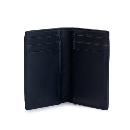Bottega Veneta Navy Intrecciato Leather Flap Card Case