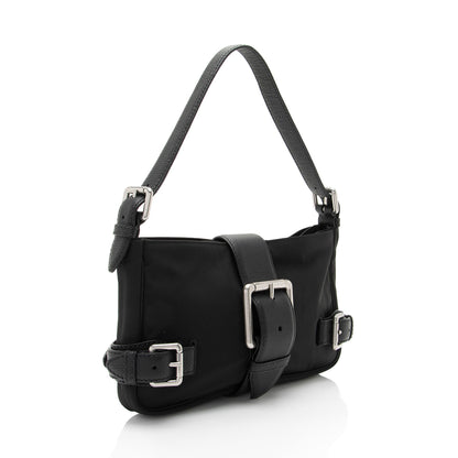 Luxury Bottega Veneta Nylon Calfskin Buckle Mini Shoulder Bag (SHF-uylolI)