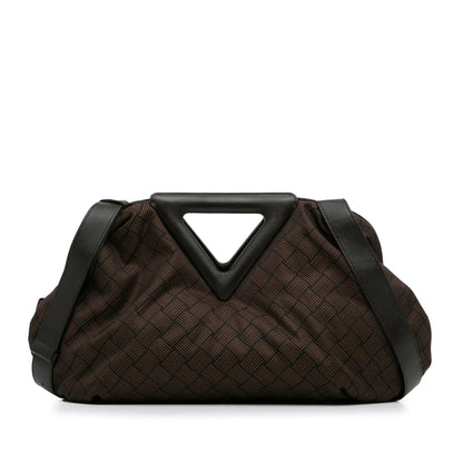 Luxury Bottega Veneta Nylon Intrecciato Effect Point Satchel (SHG-8uMVmf)