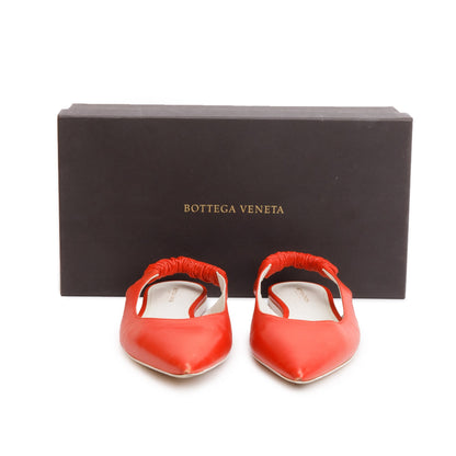Bottega Veneta Orange Leather Slingback Ballerina Flats, Size 38.5