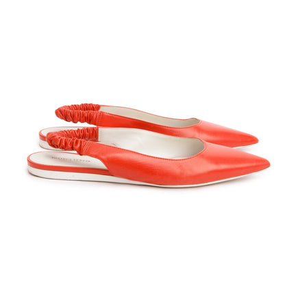 Bottega Veneta Orange Leather Slingback Ballerina Flats, Size 38.5