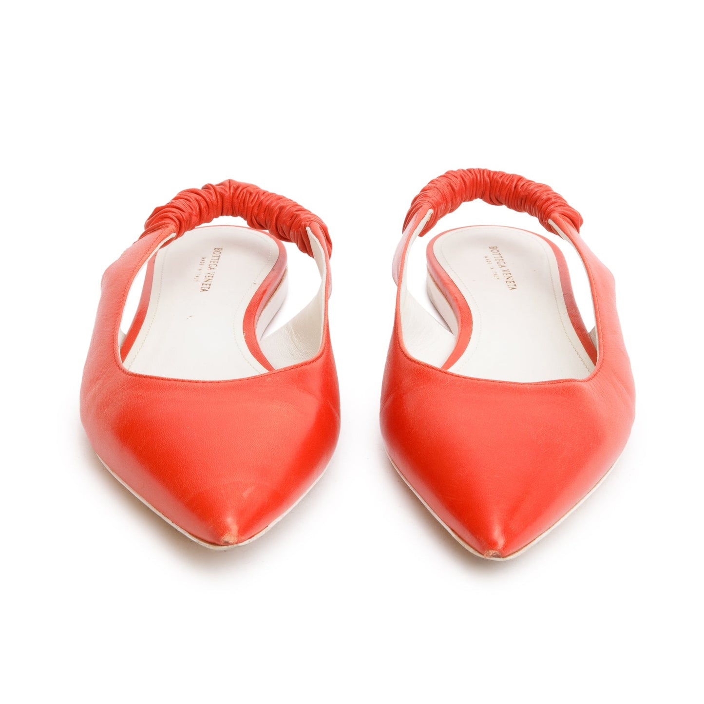 Bottega Veneta Orange Leather Slingback Ballerina Flats, Size 38.5