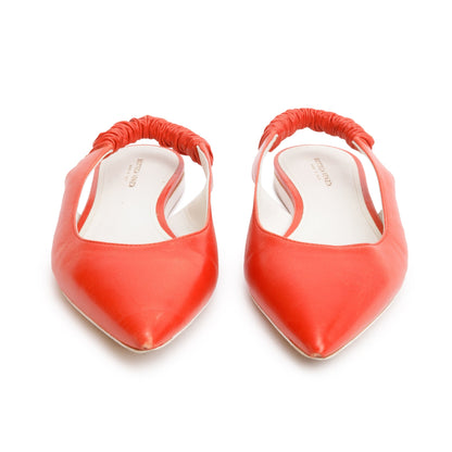 Bottega Veneta Orange Leather Slingback Ballerina Flats, Size 38.5