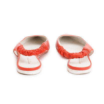 Bottega Veneta Orange Leather Slingback Ballerina Flats, Size 38.5