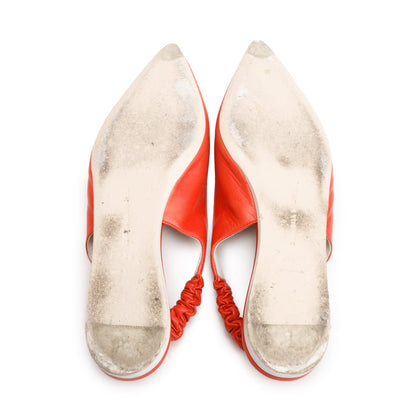Bottega Veneta Orange Leather Slingback Ballerina Flats, Size 38.5
