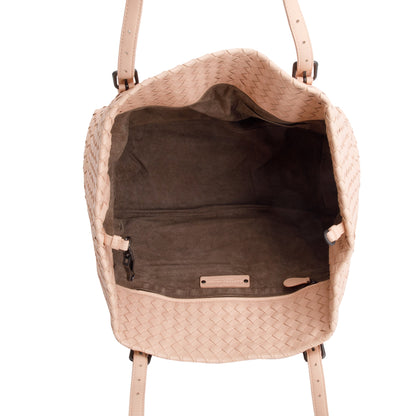 Bottega Veneta Pink Intrecciato Leather Medium Cesta Tote