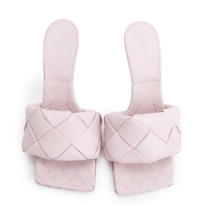 Bottega Veneta Pink Lambskin Leather Padded Sandals, Size 37.5