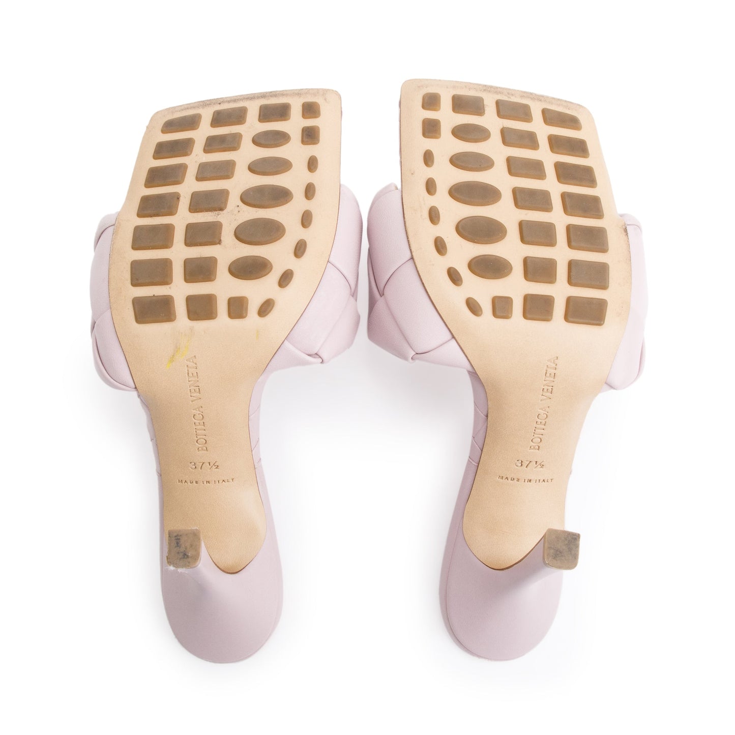 Bottega Veneta Pink Lambskin Leather Padded Sandals, Size 37.5