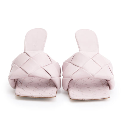 Bottega Veneta Pink Lambskin Leather Padded Sandals, Size 37.5