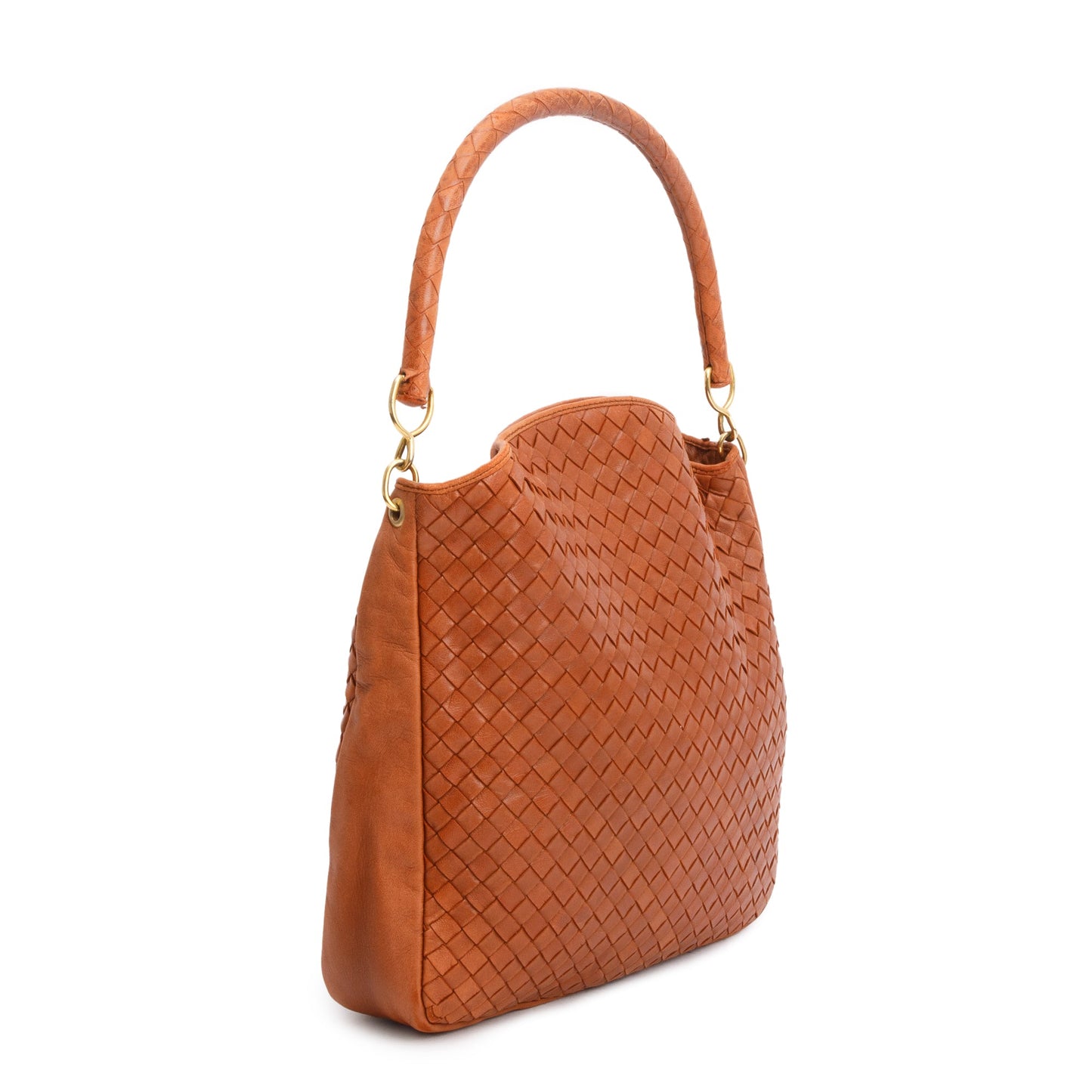 Bottega Veneta Vintage Tan Intrecciato Leather Small Hobo