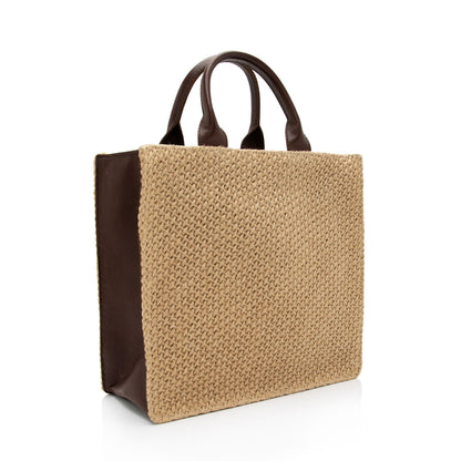 Luxury Bottega Veneta Vintage Woven Raffia Leather Zip Tote (SHF-Hp09r7)