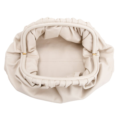 Bottega Veneta White Calfskin Leather The Classic Large Pouch