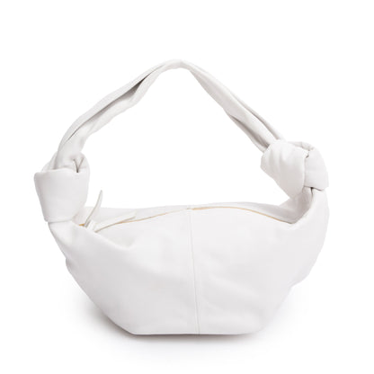 Bottega Veneta White Nappa Leather Mini Double Knot Handle Bag