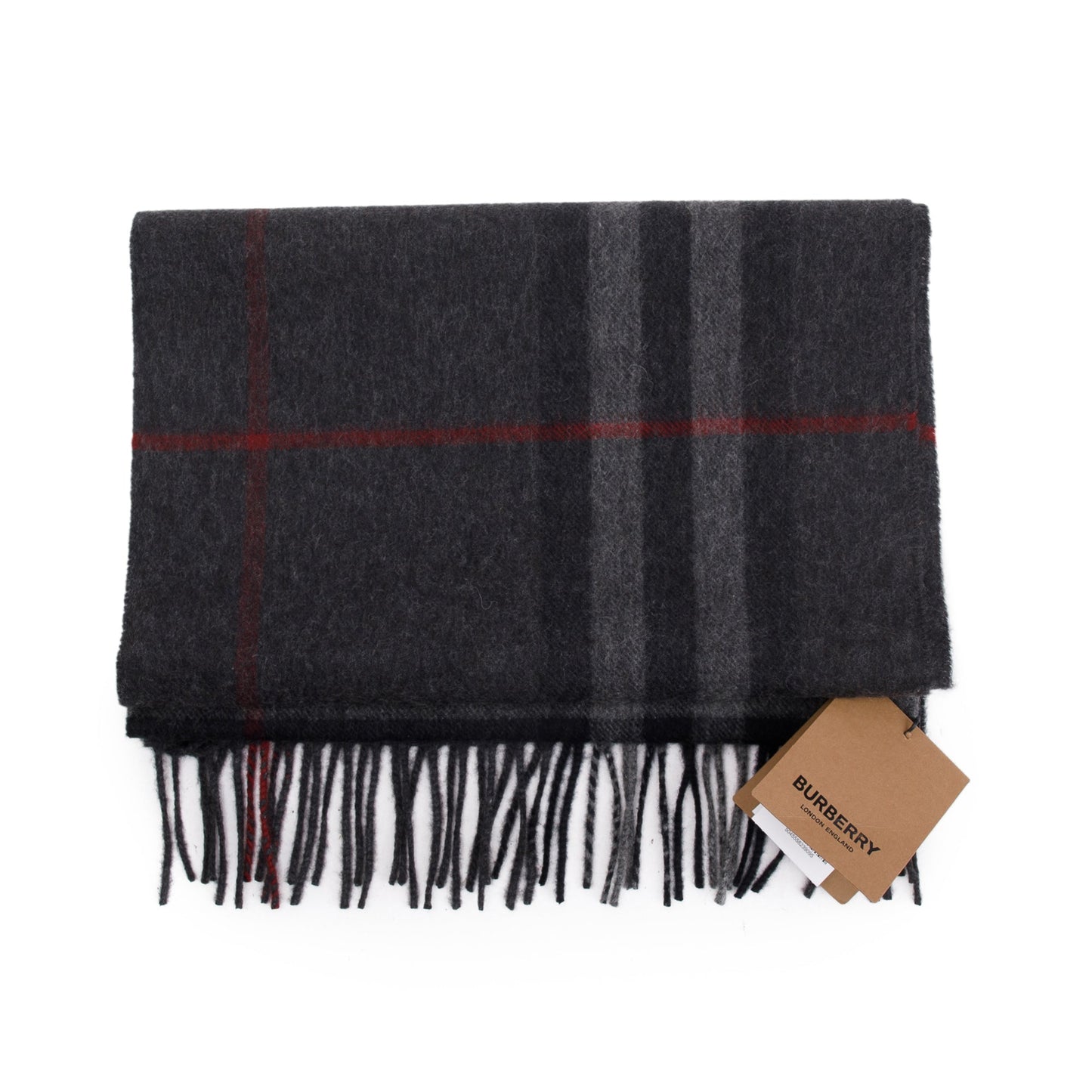 Burberry 2023 Black & Charcoal Giant Check Cashmere Scarf